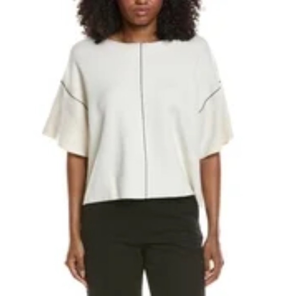 Max Studio London Sweaters - Max Studio London Knit Top Women Size M Ivory Excellent Contrast Seam 4706795